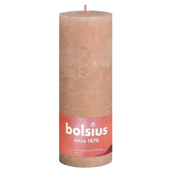 Bolsius Rustic Shine Pillar Candles 4 st 190x68 mm Dimrosa