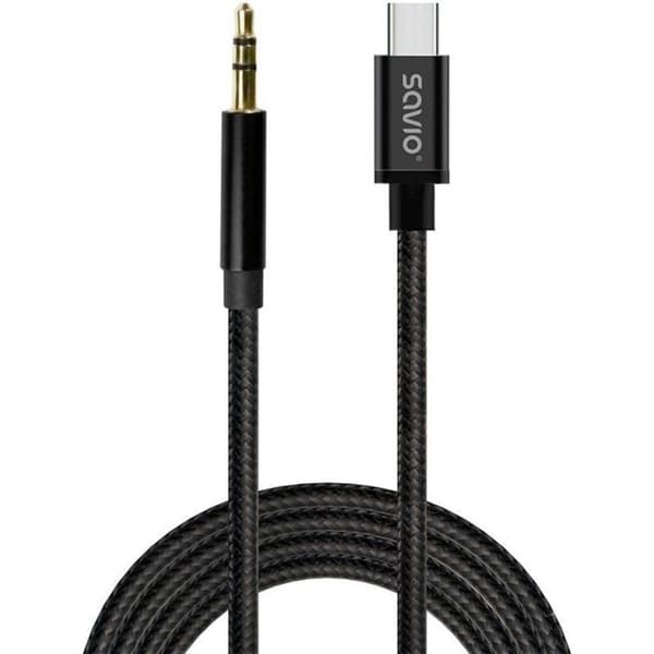 Ljud- och videoadapter Savio - SAVKABELCL-188 - USB-C till mini-Jack kabel
