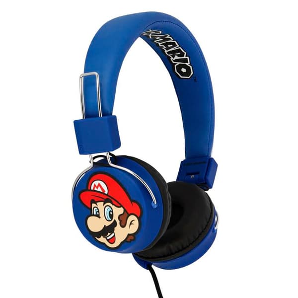 Hörlurar - OTL TECHNOLOGIES - Mario Luigi Premium Fällbar - Trådad - Blå - Barn