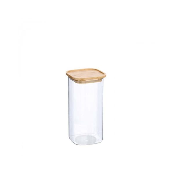 Glasburk i kvadratisk form med bambu 1,3 L