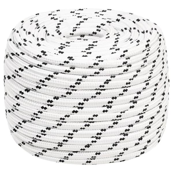 152777 vidaXL flätat båtrep Vit 12 mmx100 m polyester