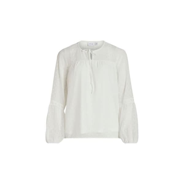 Långärmad blus med rosett vid kragen EDEE White