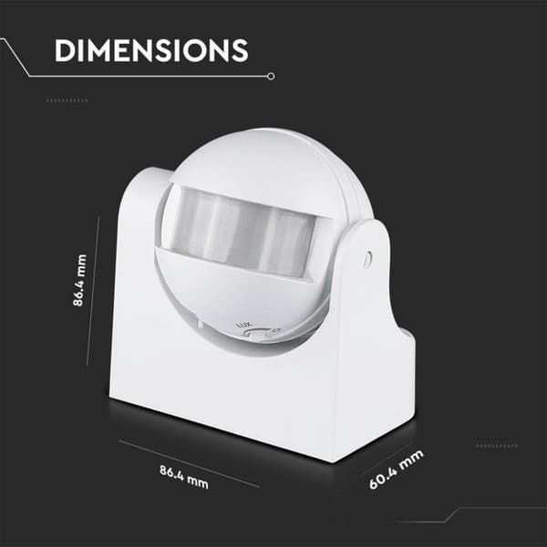 Rörelsesensor - V-TAC - Mod.1354 - 180° infraröd - IP44 - 1200W