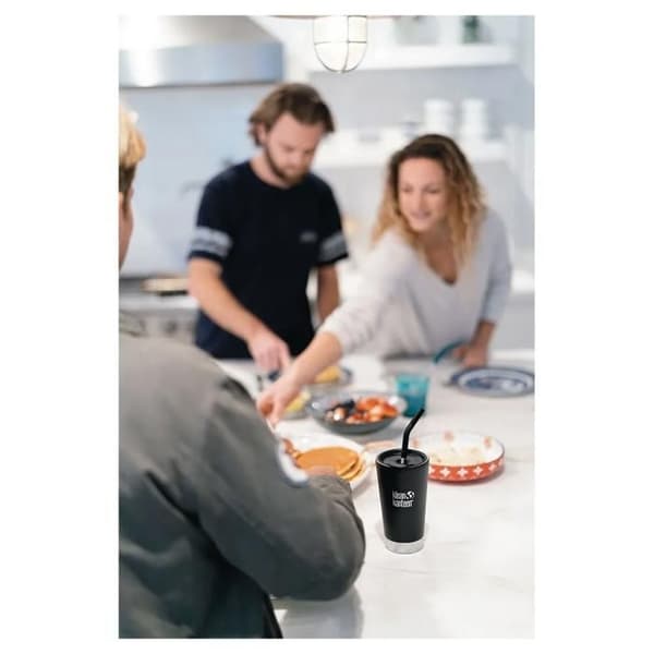 Lock - KLEAN KANTEEN - Lock med integrerat sugrör - Svart - Stänksäker - Diskmaskinssäker