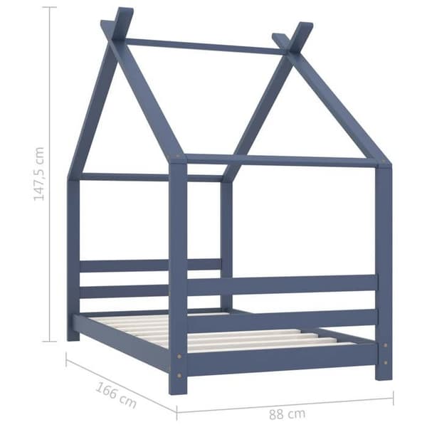 vidaXL Barnsängsram Med Ribbotten Sängram För Sovrum Inomhus Grå 80x160 cm 289614