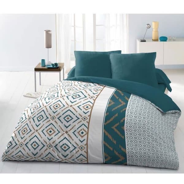 ETHNO Microfiber påslakanset 220x240cm och 2 örngott 63x63cm Ankblå