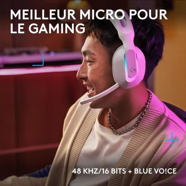 Gaming headset - trådlös - Logitech G - G522 - Lightspeed - Vit