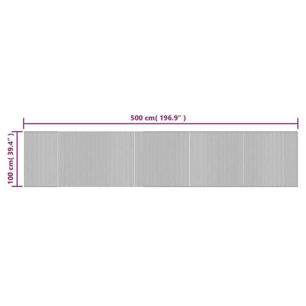 vidaXL Grå rektangulär matta 100x500 cm bambu, vardagsrumsmatta, rektangulär matta, modern matta, sovrumsmatta till 376826