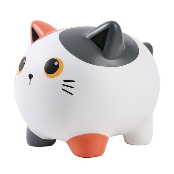 Spargris - Katt - 19x17cm - Trikolor - Plast - Barn
