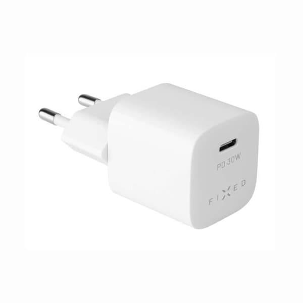 Nätadapter - FIXED - Mini - USB-C - 30W - 1 meter - Vit