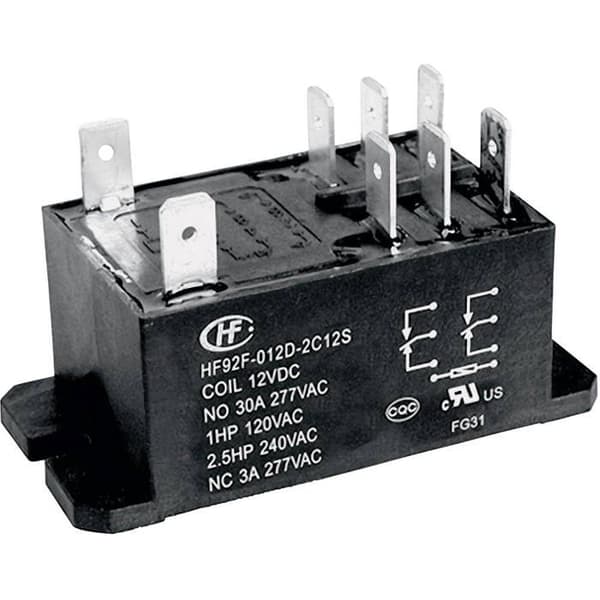Elpanelkomponent - modul Hongfa HF92F-024D-2C21S Plug-in relä 24 V/DC 30 A 2 växlar (RT) 1 st(s)