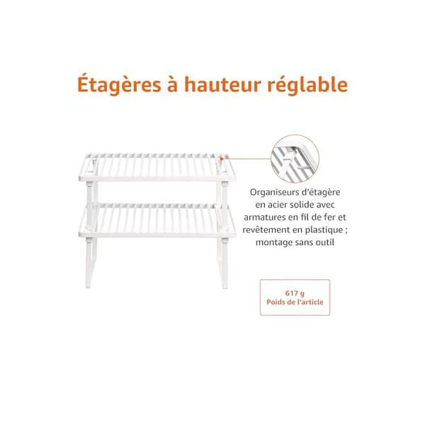 Förvaringshyllor - Amazon Basics - WK810053 - Vit Metall - Stapelbara - Hållbara