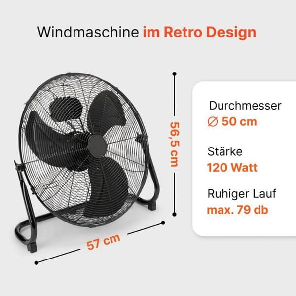 Fläkt - Proficare PC-VL3067WM - Retrodesign - 50 cm - Tyst drift