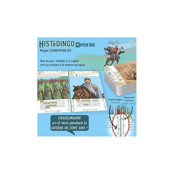 Barnspel - Histodingo - Medeltiden - 56 kort - 1 regelhäfte - 30 minuters spel