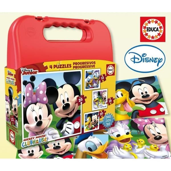 4 progressiva pussel - EDUCA - Mickey Progressive Puzzles Case (12-16-20-25)