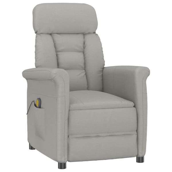 Massagefåtölj - vidaXL - Ljusgrå - Polyester - 1 plats - Dämpbar
