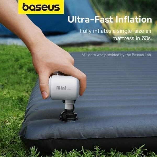 Bärbar luftpump - Baseus - C11157700221-00 - Vit - ABS+PC - 130g