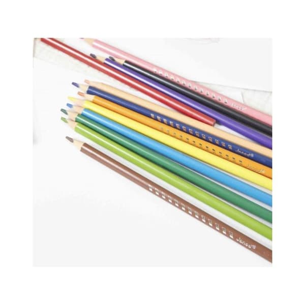 Färgpennor - JANOD - J07408 - Pack 12 - Hållbar spets - Trefaldig form