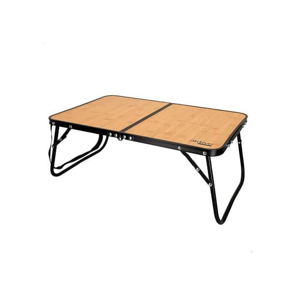 Fällbord - AKTIVE - 60x40x25 cm - Bambueffekt - Aluminiumstruktur - Stöder 20 kg - Säkerhetslås