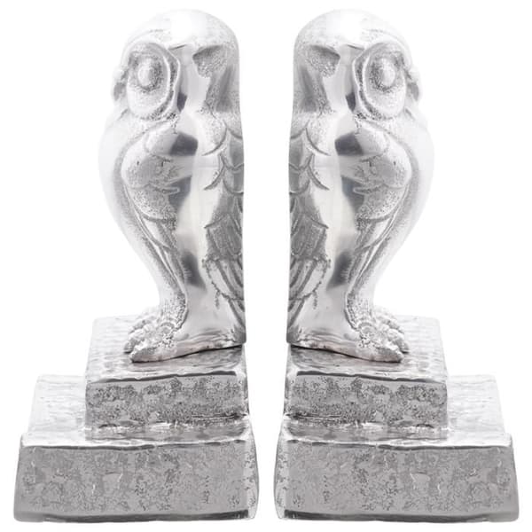 Bokstöd 2 st Silver 12x9x19 cm Aluminium Uggla