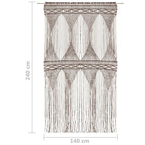 vidaXL Macrame Gardin Taupe 140x240 cm Bomull