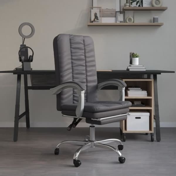 349719 vidaXL Office Recliner Fåtölj Grå konstläder