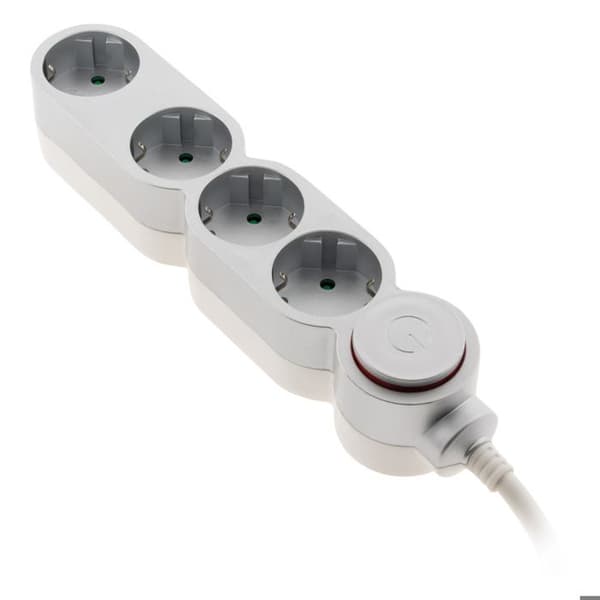 Multikontakt + strömbrytare 4 Schuko-kontakter 16A - Grå - Zenitech