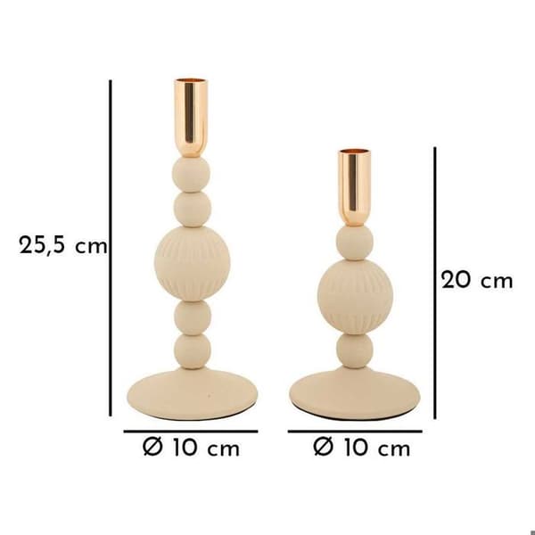 Metal ljusstake Aster (2-pack) kräm och guld