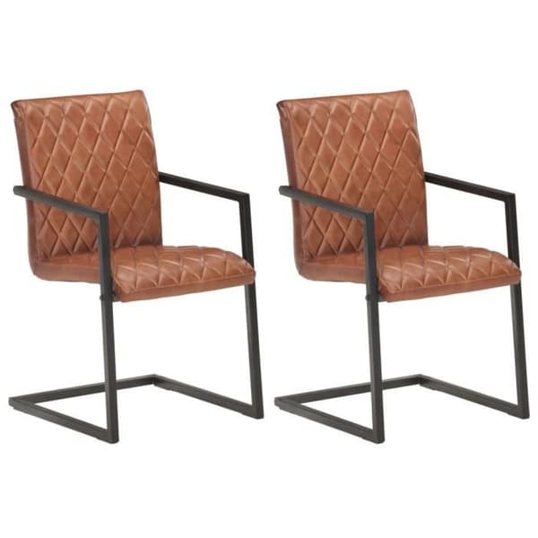 vidaXL Cantilever Matstolar 2st Brunt Äkta Läder