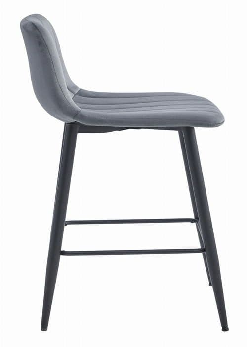 MADAME MEUBLE | Set av 3 Barstolar POZZA | Ergonomisk design | Mörkgrå sammet