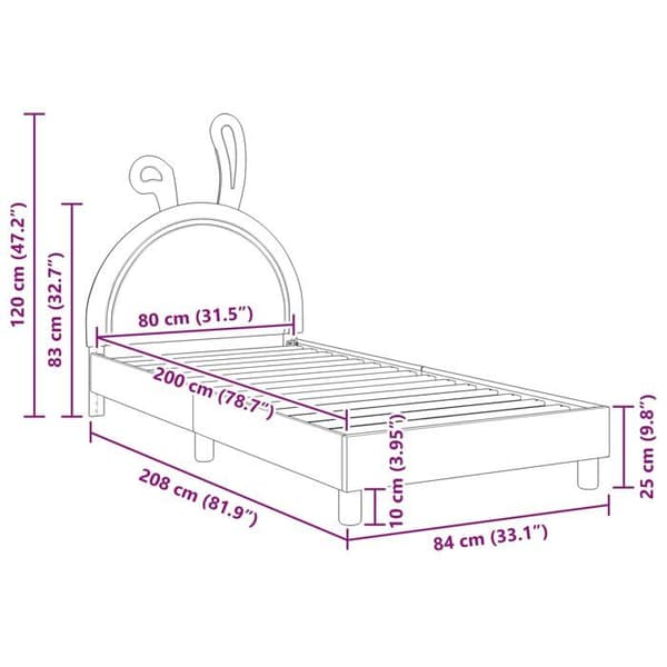 Barnsängram - vidaXL - Rosa - 80x200 cm - PU - Förvaringsfickor - Lätt montering