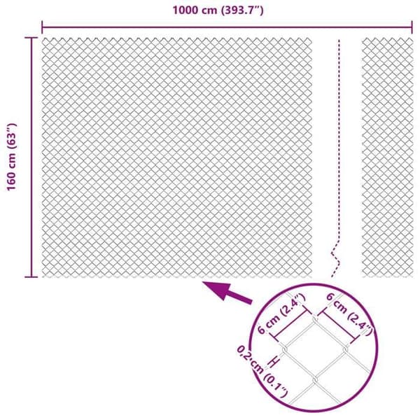 vidaXL Metallnätstängsel Silver 42004851