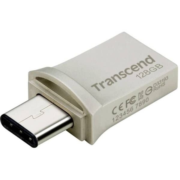 Transcend JetFlash 890 Extra minne USB för smartphone/surfplatta silver 128 GB USB 3.1 (2:a gen.), USB-C®