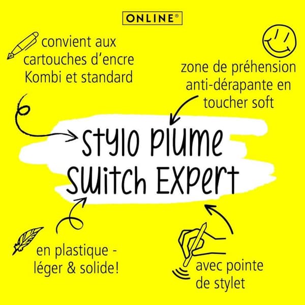 Fjäderpenna - Uppladdningsbar - Medium spets - Ergonomisk - Rosa - Online Switch Expert