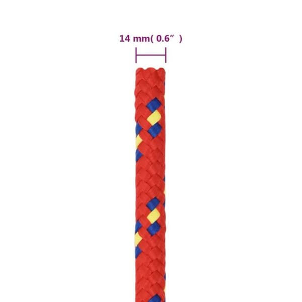 152409 vidaXL Båtline Röd 14 mm 25 m Polypropen