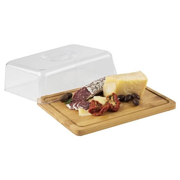 APS 820 Bricka med lock, bambu, plastöverdrag (24 x 18,5 x 8 cm) - Ostöverdrag, ostbricka