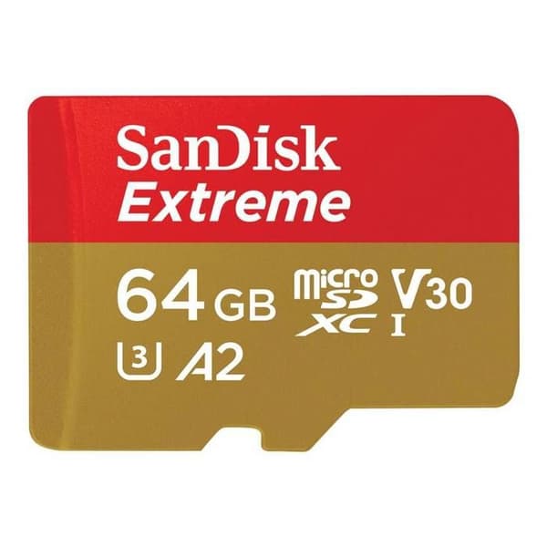 SanDisk Extreme microSDXC 64 GB Class 10, UHS-I, v30 Videohastighetsklass, stötresistent, vattentålig