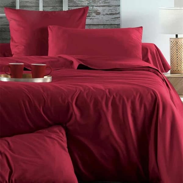 Drap housse i bomull Elysée röd 160x200 cm – Huvud 30 cm