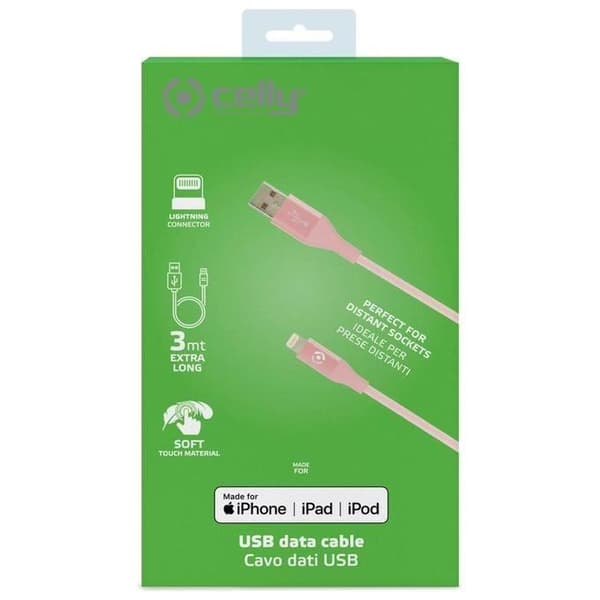 Celly-USB Lightning Färg 3M Rosé