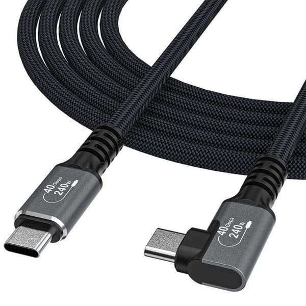 USB-C Thunderbolt 4 240 W böjd kabel 2 m - Svart