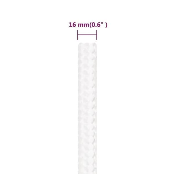 152575 vidaXL Båtrep Komplett Vit 16 mm 250 m Polypropen