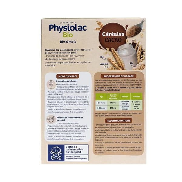 Physiolac Bio Cerealier Kakao 200 g Certbio