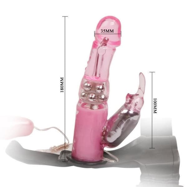 Rotationsbälte och stimulerare 20 cm Rosa
