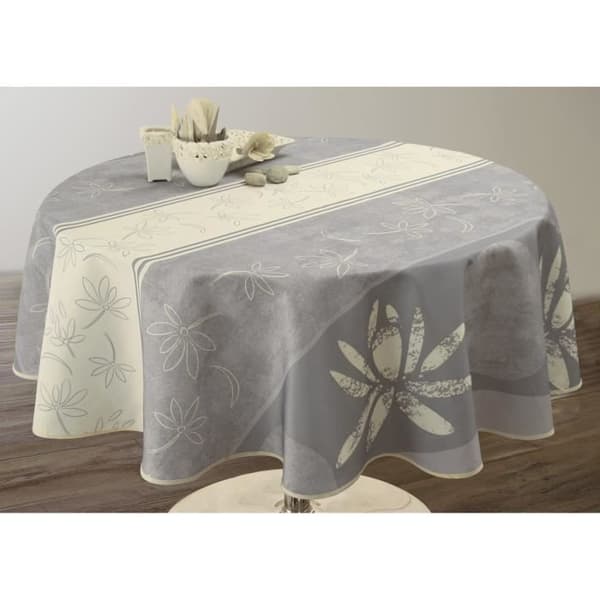 Rund duk - LOTUS - 160 cm - Fläckresistent - Vattentålig - 100% polyester