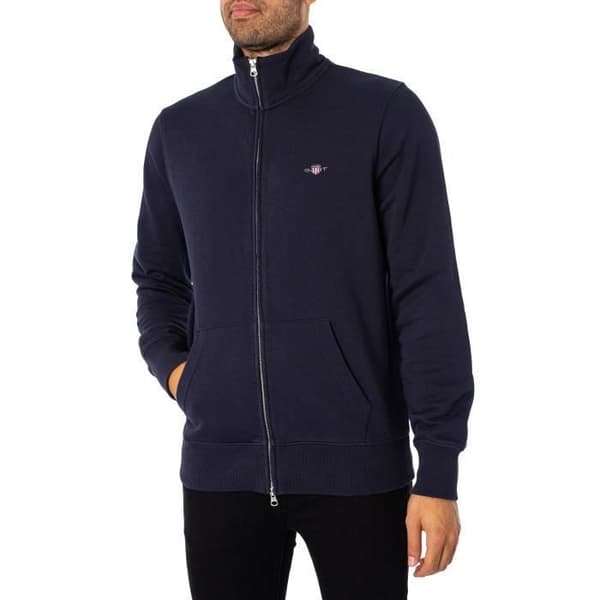 GANT Zip-sweater Regular Shield Herr Blå - 87% Bomull, 13% Polyester