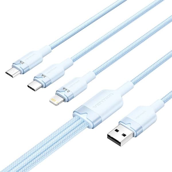USB 3-i-1-kabel - VENTION - CTPLG - 1,5 m - 3 A - USB-A/USB-C/Lightning