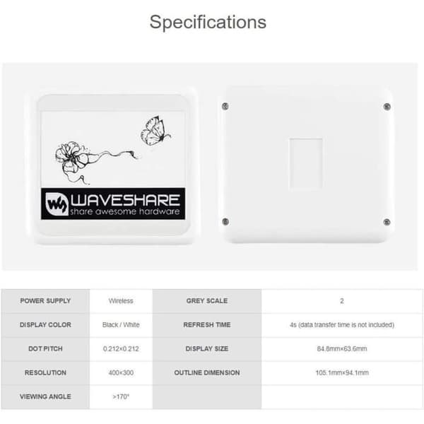 IBest 4,2 tum passiv NFC-driven e-pappers svartvitt e-bläckdisplay