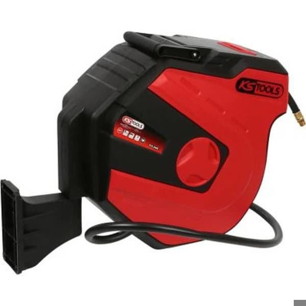 Slangsrulle - KS TOOLS - Väggmonterad - 15m - 3/8 tum - 180° vridbart stöd