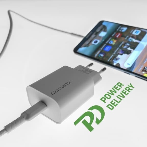 Laddare 20W - 4smarts - VoltPlug - USB C PD - USB C-kabel - Snabbladdning