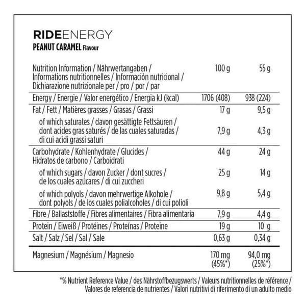 POWERBAR Ride Energy Bars - Caramel Peanut - 55g - 18 Pack